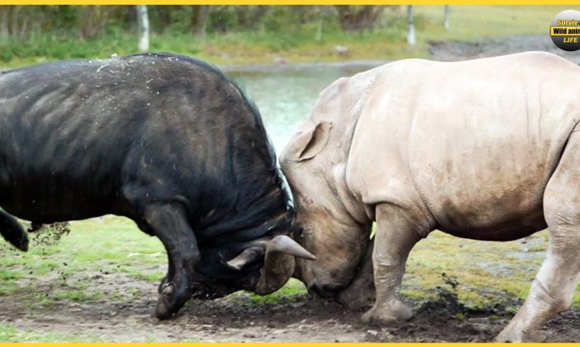 10 Wild Buffalo Battle Rhino - Uncompromising Fight Of Giants | Animal Fights