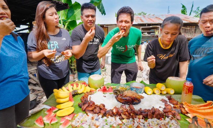 Boodle Fight!! VILLAGE FOOD in Philippines - Unforgettable Filipino Food!!