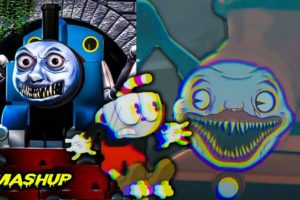 Cursed Thomas Vs Choo Choo Charles Vs Cuphead! Spider Train Mashup