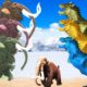 Five Mammoth Elephant Vs Dinosaurs Fight on Snow Attack Baby Mammoth Saved by Woolly Mammoth Animal