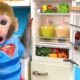 Monkey Baby Bon Bon washes hands in toilet and eats Colors Fruits with puppy and duckling