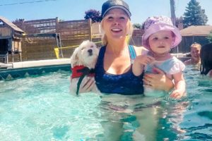 Swimming with the Cutest Puppy & Baby!