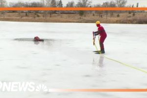 Watch: Denver Fire Department trains for ice rescues