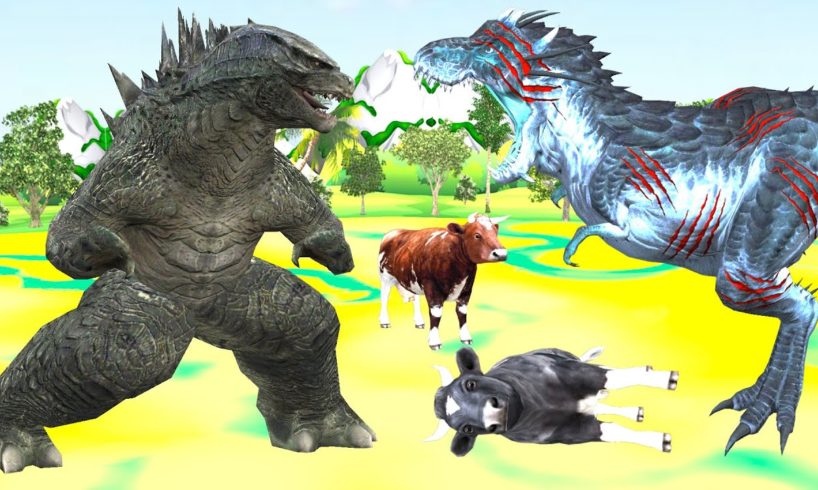 Zombie Dinosaur vs Godzilla Fight Cartoon Cow Saved By Godzilla Giant Animal Fights Videos New