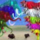 10 Colorful Zombie Tiger Vs MuskCow Saved Life By Woolly Mammoth Elephant Epic Animal Fights Videos