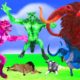 5 Zombie Wolf vs 5 Zombie Mammoth Fight Cow Cartoon Saved By woolly Mammoth Elephant Wild Animals