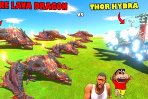 FIRE LAVA DRAGON fights UNDEFEATED LEGENDARY THOR HYDR in Animal Revolt Battle | CHOP SHINCHAN