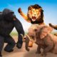 Giant Gorilla vs Zombie Lion, Tiger Animal Fight | Funny Gorilla Rescue Woolly Elephant From Tiger