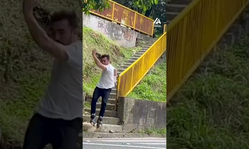 Guy Attempts Single Legged Tricks on Staircase's Railing | People Are Awesome #extremesports