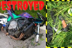 Horrific Motorcycle Crash (Biker Almost loses HEAD)