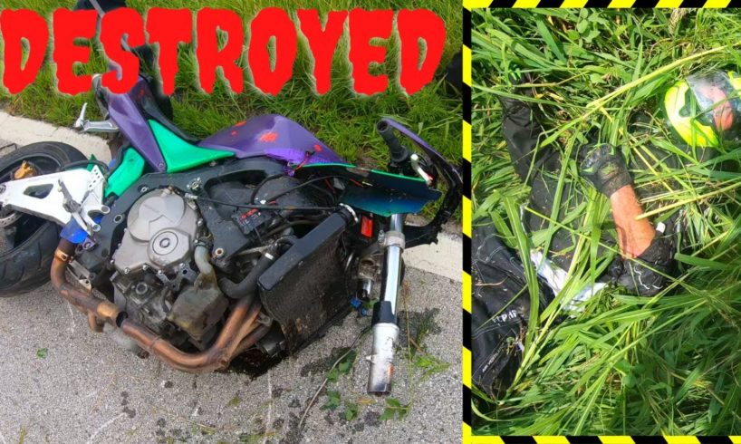 Horrific Motorcycle Crash (Biker Almost loses HEAD)