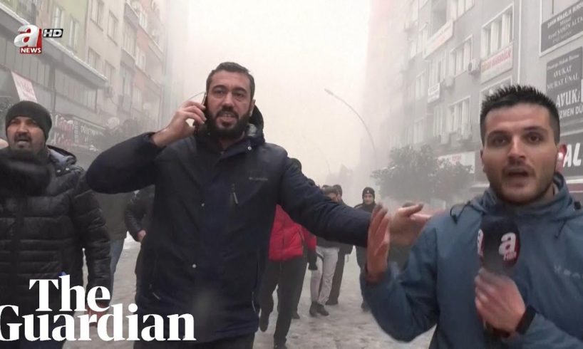 Moment second earthquake hits Turkey caught on live broadcast