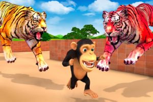 Temple Run Funny Monkey Away From Zombie Tigers | Giant Gorilla vs Zombie Tigers Animal Fight