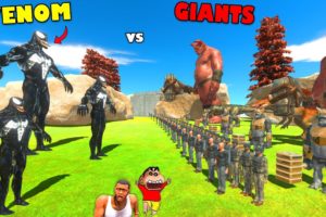 VENOM fights GIANTS of Animal Revolt Battle Simulator with SHINCHAN and CHOP | AVENGERS in ARBS