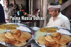 50 Rs/ Ka Street Breakfast ( 5 Puri - 2 Jilebi - 1 Dahi Vada ) | Patna Nasta Dokan