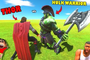 HULK Became MONSTER and fights AVENGERS in Animal Revolt Battle Simulator with SHINCHAN and CHOP
