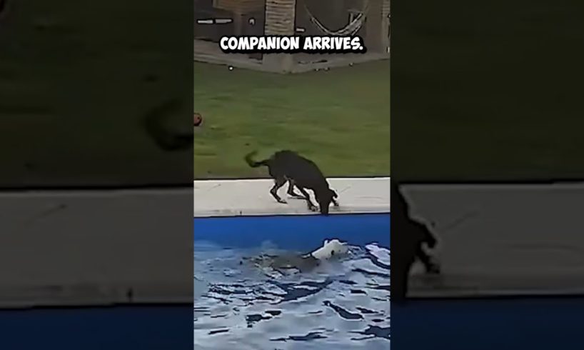 Heart-Stopping Moment: Brave Dog Rescues Drowning Puppy from Pool 😲#shorts