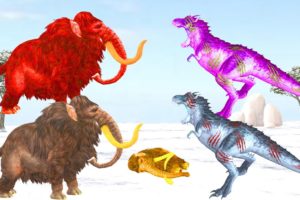 Mammoth Elephant vs Zombie Dinosaur Fight Baby Mammoth Saved By Mother Mammoth Wild Animal Fights