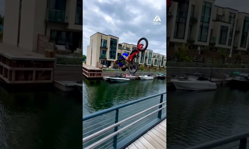 Man Front Flips On Bike Into River | People Are Awesome #extremesports #shorts