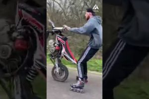 Man Roller Blades Behind Dirt Bike | People Are Awesome #rollerblading #dirtbike