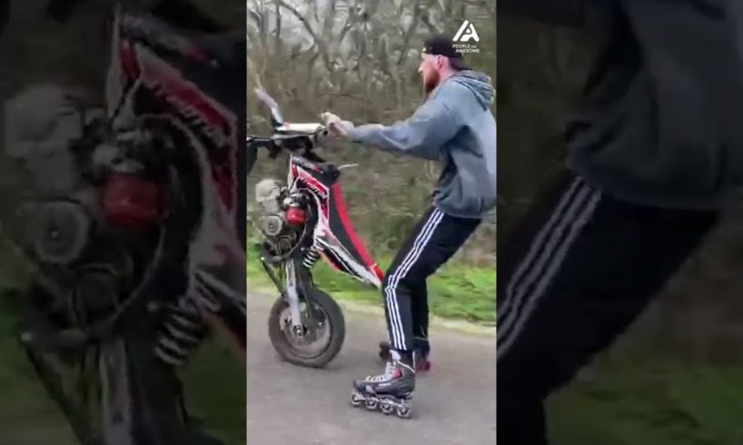 Man Roller Blades Behind Dirt Bike | People Are Awesome #rollerblading #dirtbike