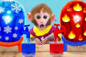 Monkey Baby Bi Bon play Hot(Red) vs Cold(Blue) Watermelon Life Hacks and funny ending