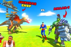 SHINCHAN and CHOP vs AMAAN-T | SUPERMAN and HULK Fights CHOP | ANIMAL REVOLT BATTLE SIMULATOR