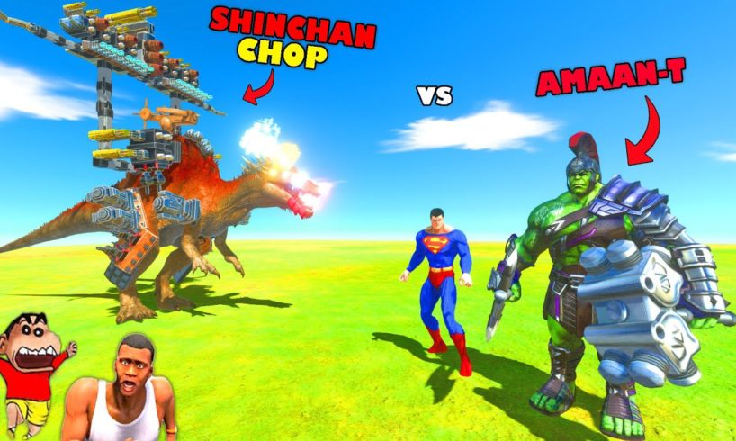 SHINCHAN and CHOP vs AMAAN-T | SUPERMAN and HULK Fights CHOP | ANIMAL REVOLT BATTLE SIMULATOR