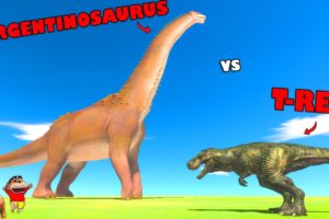 ARGENTINOSAURUS vs T-REX in Animal Revolt Battle Simulator | Upgrading BRACHIOSAURUS CHOP SHINCHAN