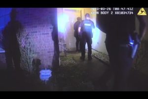 Body camera footage shows moments before suspect shot at police and his mother, injuring officer