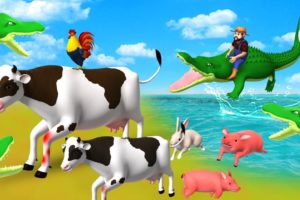 Crocodile Attacks Cow | Animals Rescue Barn Animals Fun Activity Videos 3D Animated Cartoons