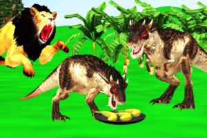 Dinosaur vs Monster Lion Fight for Baby Dinosaur Wild Animal Revolt Battle Videos