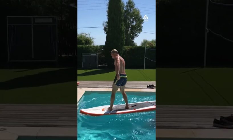 Duo Performs Amazing Surfboard Switch | People Are Awesome #shorts