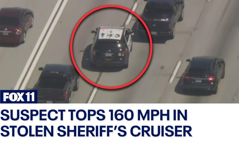 FULL PURSUIT: Sheriff's cruiser stolen in LA, female suspect tops 160 mph in 2-county chase