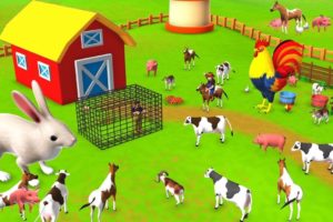 Farm Animals Rescue Hen Rabbit Duck with Horse from Thief in Barn | 3D Funny Animals Cartoons Videos