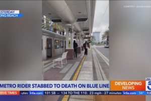 Man found stabbed to death on Long Beach train, suspect at large