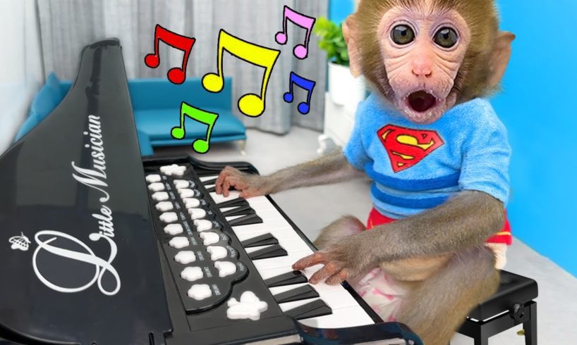 Monkey Baby Bon Bon Playing Baby Shark With Piano And Cooking