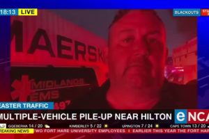 Multiple-vehicle pile-up near Hilton
