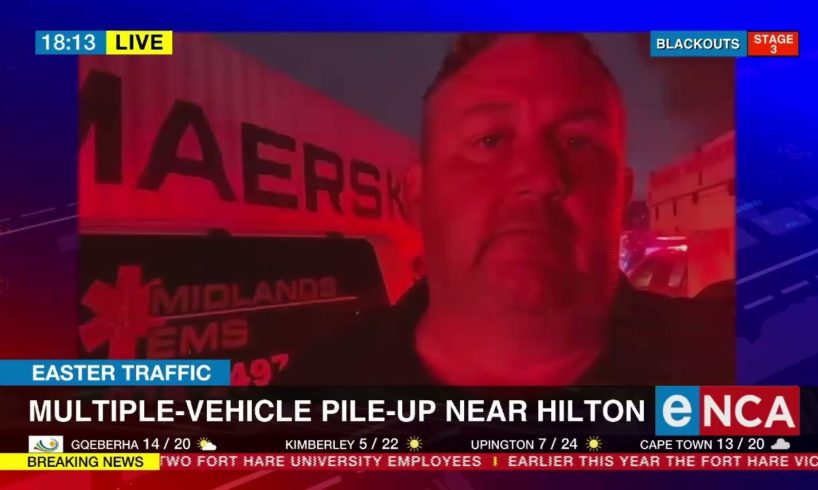 Multiple-vehicle pile-up near Hilton