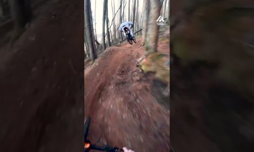 Riders Race Down Wooded Trail On Mountain Bikes | People Are Awesome #shorts