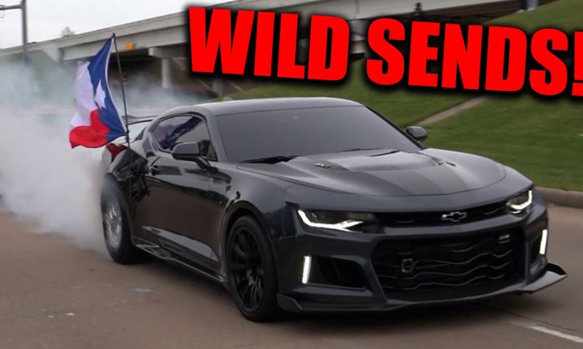 THESE MUSCLE CARS GOT WILD LEAVING THE CAR SHOW! - HELLCAT NEAR CRASH, BURNOUTS, & MORE!