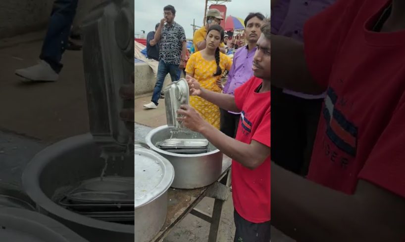 Washing Plates in Same Water | Popular Beach Side Tiffin Stall | Early Morning Breakfast in Orissa