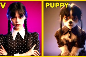 Wednesday Addams Characters but Cute Puppies (Wednesday Art)