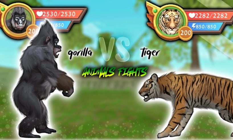 WildCraft: Animals fights #6 🦍 gorilla vs tiger 🐅