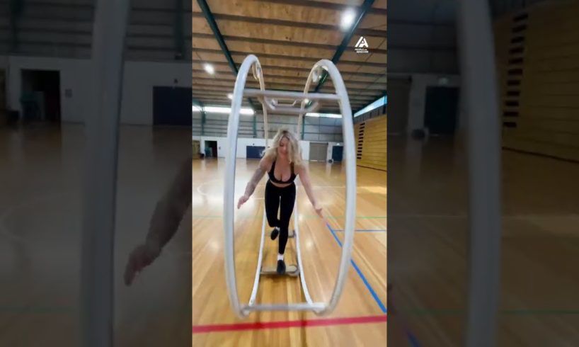 Woman Does Mind Blowing Tricks On German Wheel | People Are Awesome #shorts