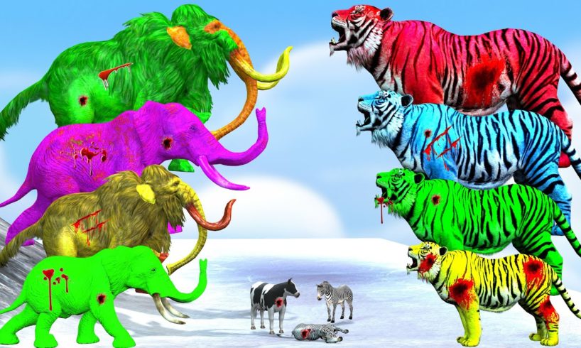 10 Zombie Elephant vs Giants Monster Fights on Snow Mountain Mammoth Saves Cow Animals Revolt Battle