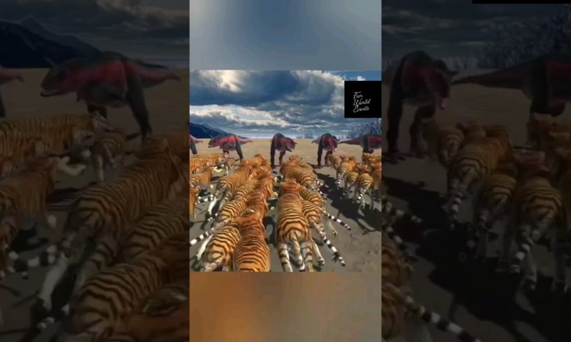 100 Tigers vs Giant Animals Battle #shorts #gaming #trending