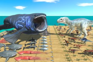 Bloop Sea Battle | Indominus Rex Fights Blue Bloop Ashore - Animal Revolt Battle Simulator