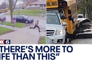 Car hits Milwaukee school bus; video shows group running after crash | FOX6 News Milwaukee