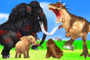 Dinosaur Vs Black Mammoth Fight Wild Animal Revolt Battle Video Animal Fights